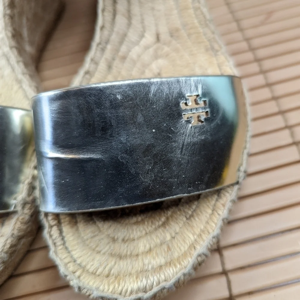 Tory Burch women's sz 7.5M platform espadrille hook & loop criss cross s…